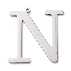 Letter N 304 подвески из нержавеющей стали, буквы, Письмо N, 39.5x37x1.4 мм, отверстие : 2 мм