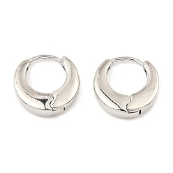 Платина Латунные серьги обруча, двойной рог, платина, 14x14x4 мм