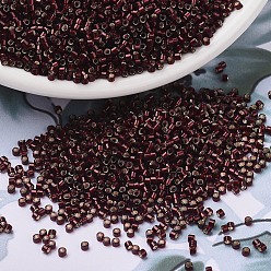 (DB1685) Глазурованная Темная Клюква с Серебряной Подкладкой Бусины miyuki delica, цилиндр, японский бисер, 11/0, (дБ 1685) глазурованная темная клюква с серебряной подкладкой, 1.3x1.6 мм, отверстие : 0.8 мм, Около 2000 шт / 10 г