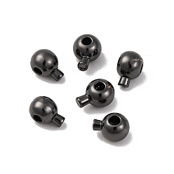 Черный Зажимные бусины из латуни, долговечный, круглые, чёрные, 5x3.5x3.5 мм, отверстие : 0.9 мм