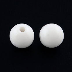 White Round Opaque Acrylic Beads, White, 8mm, Hole: 2mm, about 1800pcs/500g