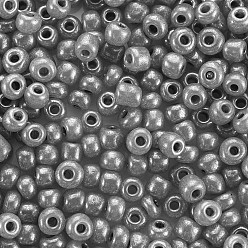 Dark Gray Glass Seed Beads, Ceylon, Round, Dark Gray, 3mm, Hole: 1mm, about 10000pcs/pound