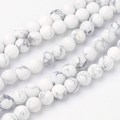 Howlite Natural Howlite Bead Strands, Round, Frosted, 6~6.5mm, Hole: 1mm, about 60pcs/strand, 14.9 inch(38cm)
