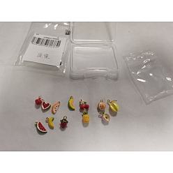 (52) Непрозрачная лаванда 12 шт 12 стили подвески из сплава эмали, фрукты, разнообразные, золотые, разноцветные, 9.5~18.5x6.5~13.5x3.5~10 мм, отверстие : 1.4~2 мм, 1 шт / стиль