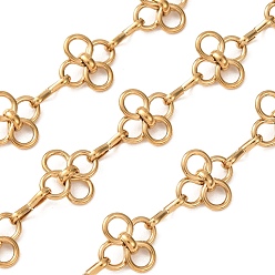 Golden 304 Stainless Steel Clover Link Chains, Unwelded, Golden, 14x14x4.5mm