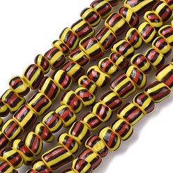 Желтый Бусы лэмпворк ручной работы, 3 тон, колонка, желтые, 4~5.5x2~4 мм, отверстие : 0.8 мм, около 128~130 шт / нитка, 14.96~15.75 дюйм (38~40 см)