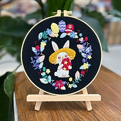 Egg Easter Theme DIY Embroidery Starter Kit with Instruction Book, Embroidery Bamboo Hoops, Embroidery Thread and Needle, Easy Stamped Fabric Hand Crafts, Egg, 200mm