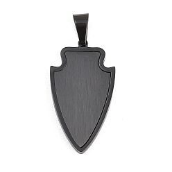 Черный 304 подвески из нержавеющей стали, щитовые чары, матовая отделка, ионное покрытие (ip), долговечный, чёрные, 35x20x3 мм, отверстие : 8.5x5 мм