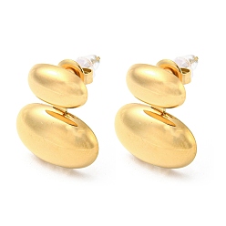 Real 18K Gold Plated Ion Plating(IP) 304 Stainless Steel Stud Earrings, Oval, Real 18K Gold Plated, 19.5x16.5mm