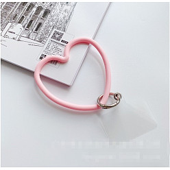 Pink Silicone Love Heart Mobile Straps, Anti-drop Wristlet Straps, Mobile Phone Case Accessories Decoration, Pink, 8~10cm