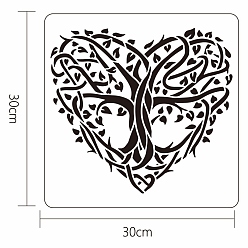 Tree of Life Пластиковые многоразовые шаблоны трафаретов для рисования, для росписи по скрапбуку ткань плитка напольная мебель дерево, квадратный, шаблон дерева жизни, 300x300 мм