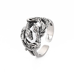 Antique Silver Men's Snake Alloy Open Cuff Ring, Wide Chunky Ring, Cadmium Free & Lead Free, Antique Silver, US Size 8 3/4(18.7mm)