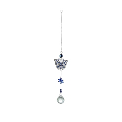 Butterfly Alloy Pendant Decorations, Glass Suncatcher, Ball Prism for Chandelier Ceiling, Evil Eye, Butterfly, 300mm