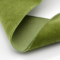 Olive Polyester Velvet Ribbon for Gift Packing and Festival Decoration, Olive, 1/2 inch(13mm), about 25yards/roll(22.86m/roll)