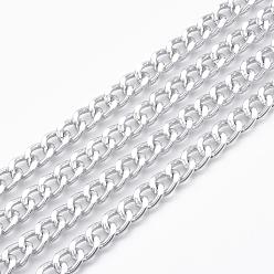 Gainsboro Unwelded Aluminum Curb Chains, Platinum, 11x8.4x2.2mm