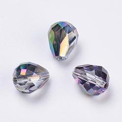 Colorful Imitation Austrian Crystal Beads, Grade AAA, Faceted, Drop, Colorful, 8x10mm, Hole: 0.9~1mm