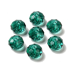 Dark Cyan Glass Imitation Austrian Crystal Beads, Faceted, Rondelle, Dark Cyan, 8x5~5.5mm, Hole: 1.2~1.5mm
