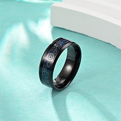 Blue Black Stainless Steel Gear Pattern Finger Rings, Blue, 8mm, Inner Diameter: 16.5mm