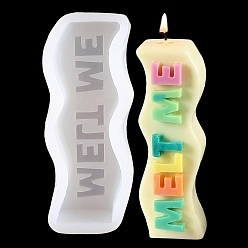 White Twist with Word Silicone Candle Molds, For Candle Making, White, 13x4.3x3.9cm
