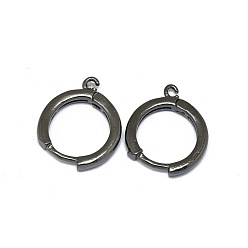 Gunmetal Brass Huggie Hoop Earring Findings, Long-Lasting Plated, Circle Ring, Gunmetal, 16.5x13.5x2mm, Hole: 1.2mm, Pin: 0.8mm
