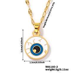 Белый Хэллоуин 304 эмалированные подвески из нержавеющей стали, с позолоченными цепочками для унисекс, глаз, белые, 15.75 дюйм (40 см)