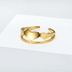Golden Heart Titanium Steel Open Cuff Ring, Golden, Inner Diameter: 18mm