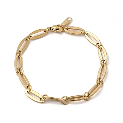 Real 14K Gold Plated Ion Plating(IP) 304 Stainless Steel Oval Link Chain Bracelet for Women, Real 14K Gold Plated, 6-3/4 inch(17.3cm)