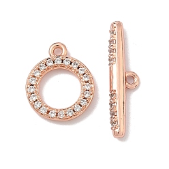 Розовое Золото Латунные застежки-молнии из прозрачного кубического циркония, без кадмия и без свинца, долговечный, кольцо, розовое золото , 5.5~14x11.5~20.5x2~2.5 мм, отверстие : 1.2 мм
