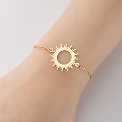 Sun Titanium Steel Link Chain Bracelet for Wemon, Golden, Sun, 1-3/8x7/8 inch(3.5x2.1cm)