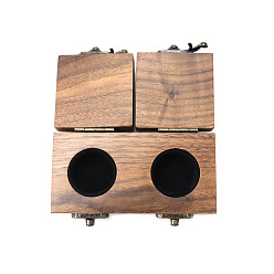 Black Wood Couple Ring Storage Box with Latch Clasps, Wedding Ring Gift Case, Rectangle, Black, 10x5cm