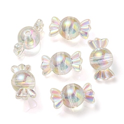 Clear AB UV Plating Rainbow Iridescent Acrylic Beads, Two Tone Bead in Bead, Candy, Clear AB, 15.5x29x15mm, Hole: 3mm
