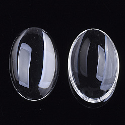 Clear Transparent Glass Cabochons, Oval, Clear, 40x30x7mm, about 396pcs/box