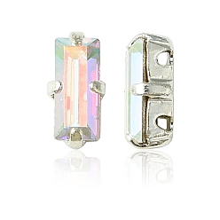 00030 200 Crystal AB Пришивные чашки preciosa® maxima crystal, многожильных ссылки, чешский хрусталь, с настройками латуни, 719 39 090 багет, серебряные, 00030 200 кристалл аб, 7x3 мм