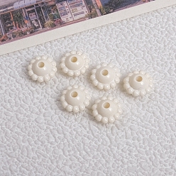 Floral White Opaque Acrylic Beads, Flower, Floral White, 9x5mm, Hole: 2mm