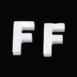 Letter F Подвески из натуральных пресноводных ракушек, для изготовления ювелирных изделий, кремово-белые, Буква F, 10x6x2.5 мм, отверстие : 0.8 мм