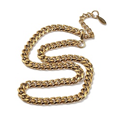 Real 18K Gold Plated Ion Plating(IP) 304 Stainless Steel Diamond Cut Cuban Link Chain Necklace, Real 18K Gold Plated, 16.14 inch(41cm)