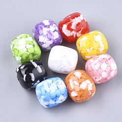 Mixed Color Resin Beads, Imitation Gemstone Chips Style, Barrel, Mixed Color, 22x21mm, Hole: 2mm