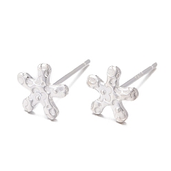 Silver 925 Sterling Silver Stud Earring Findings, with 925 Stamp, Flower, Silver, 6.5x6.5mm, Pin: 0.8mm