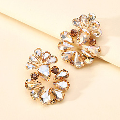 Прозрачный Сверкающие геометрические серьги с когтями из сплава и стеклянными камнями — смелое эффектное украшение для женщин, прозрачные, Размер 1