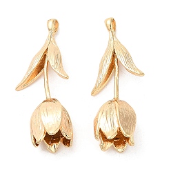 Real 18K Gold Plated Brass Pendants, Tulip Charm, Real 18K Gold Plated, 27x11x8mm, Hole: 1x2mm