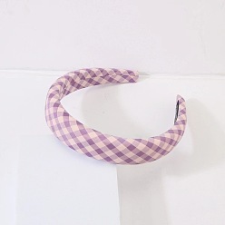 purple Sweet and Stylish Wide-brim Headband with Plaid Pattern - Spring/Summer Hair Accessory.