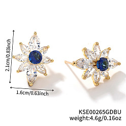 Золотой Модные разноцветные серьги-гвоздики с подсолнухами, со стразами, модно и мило, золотые, 21x16 мм