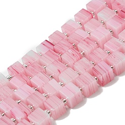 Pink Handwork Lampwork Beads, with Glass Spacer Beads, Square, Pink, 6x6x5~5.5mm, Hole: 0.9mm, about 54~55pcs/strand, 15.75~15.94''(40~40.5cm)