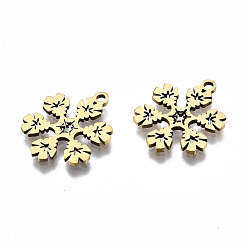 Golden 201 Stainless Steel Pendants, Laser Cut, Christmas Snowflake, Golden, 16.5x13.5x1mm, Hole: 1.4mm