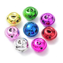 Mixed Color Spray Painted Iron Bell Pendants, Star Bell Charms, Mixed Color, 24x21mm, Hole: 6x3mm