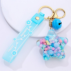 16.Pentagram-Blue Cute Cartoon 5-Star Oil Keychain Candy Ocean Keyring Creative Flower Camera Pendant