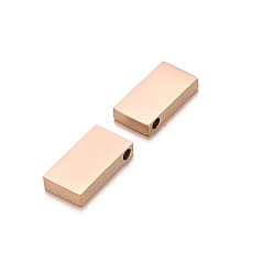 Rose Gold Stainless Steel Beads, Rectangle, Rose Gold, 15x8mm, Hole: 1.8mm