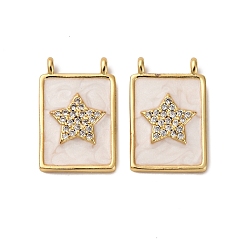 Звезда Латунные микро проложить кубического циркония подвески, с эмалью, без кадмия и без свинца, реальный 18 k позолоченный, стойки покрытие, долговечный, звезда, 18x11.5x2.5 мм, отверстие : 1.2 мм