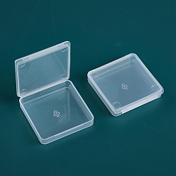 Clear Transparent Plastic Bead Containers, with Hinged Lids, Square, Clear, 4.7x4.7x0.8cm