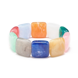 Coloré Bracelet extensible en perles carrées imitation acrylique pour femme, colorées, diamètre intérieur: 2-1/4 pouce (5.8 cm)